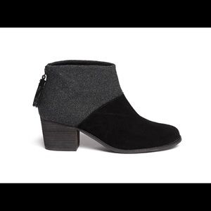 TOMS Leila Black Wool Suede Felt Women's Booties